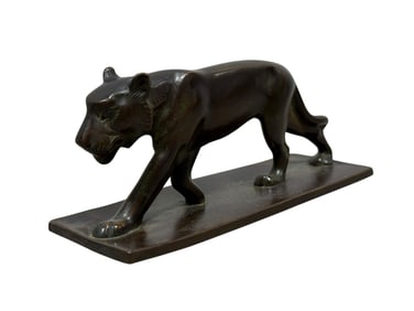 1930s Bronze Stalking Lion Figure