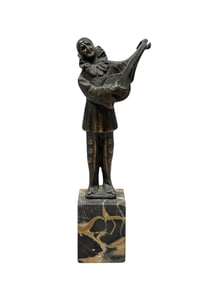 Bronze Jester Statuette on Marble Base