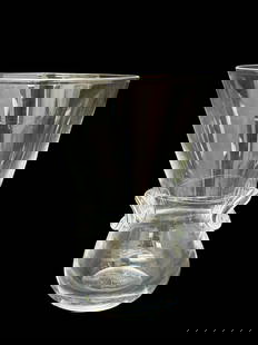 Signed Steuben Signet Crystal Glass Vase: Signed Steuben Signet Crystal Glass Vase. Signed on the underside. Measures 6" H x 4" W x 4" D. Has scuffs and scratches.
