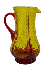 MCM Blenko Amberina & Ruby Red Glass Pitcher