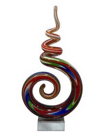 MCM Murano Spiral Abstract Rainbow Swirl Art Glass