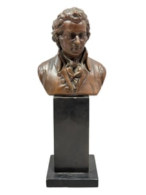 Bronze Wolfgang Amadeus Mozart Sculpture on Slate Base