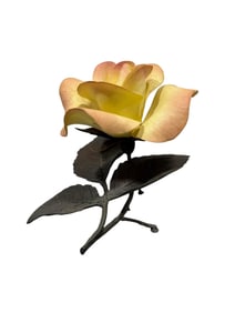Boehm Porcelain & Bronze Peach Rose Sculpture