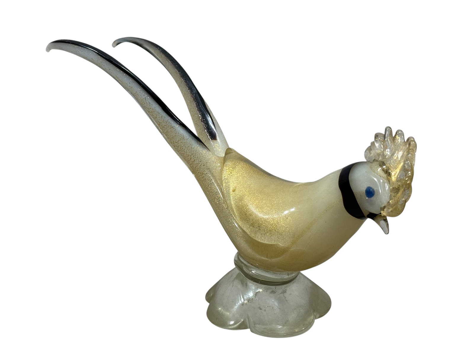 Murano Art Glass Pheasant Sculpture: Murano Art Glass Pheasant Sculpture. Measures 6.25" H x 10" D. Has a crack on the underside.