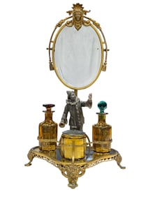 Elegant Victorian Gilt Bronze Figural Vanity Set w/ Mirror