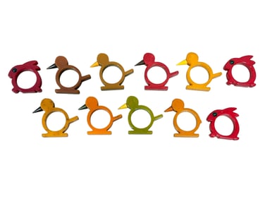 Group of 11 Bakelite Bird & Rabbit  Napkin Rings