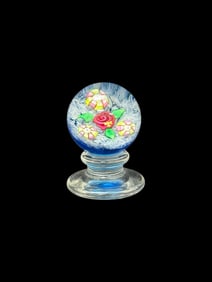 Charles Kaziun, Jr. Red Rope Rose Lampwork Pedestal Paperweight