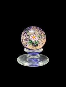 Charles Kaziun, Jr. Spider Flower Lampwork Pedestal Paperweight