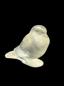 Signed R. Lalique France "Moineau Fier" Glass Paperweight