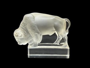 Signed Lalique France "Bison" Paperweight
