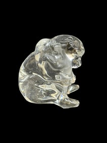 RARE Saint Louis France "Bear & Cub" Crystal Glass Sculpture