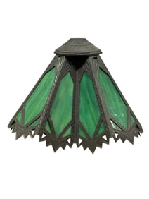 Arts & Crafts Green Slag Glass Lamp Shade