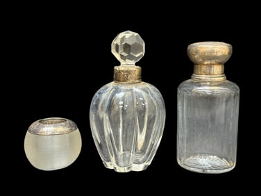 Sterling & Crystal Match Strike & 2 Perfume Bottles