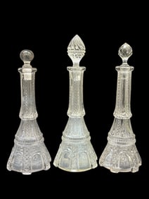 Group of 3 Crystal Eiffel Tower Perfume Bottles