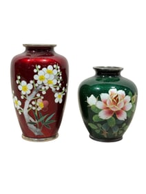 Lot of 2 Japanese Cloisonne Vases