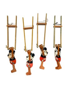 Group of 4 Wooden Walt Disney Mickey Mouse Trapeze Toys
