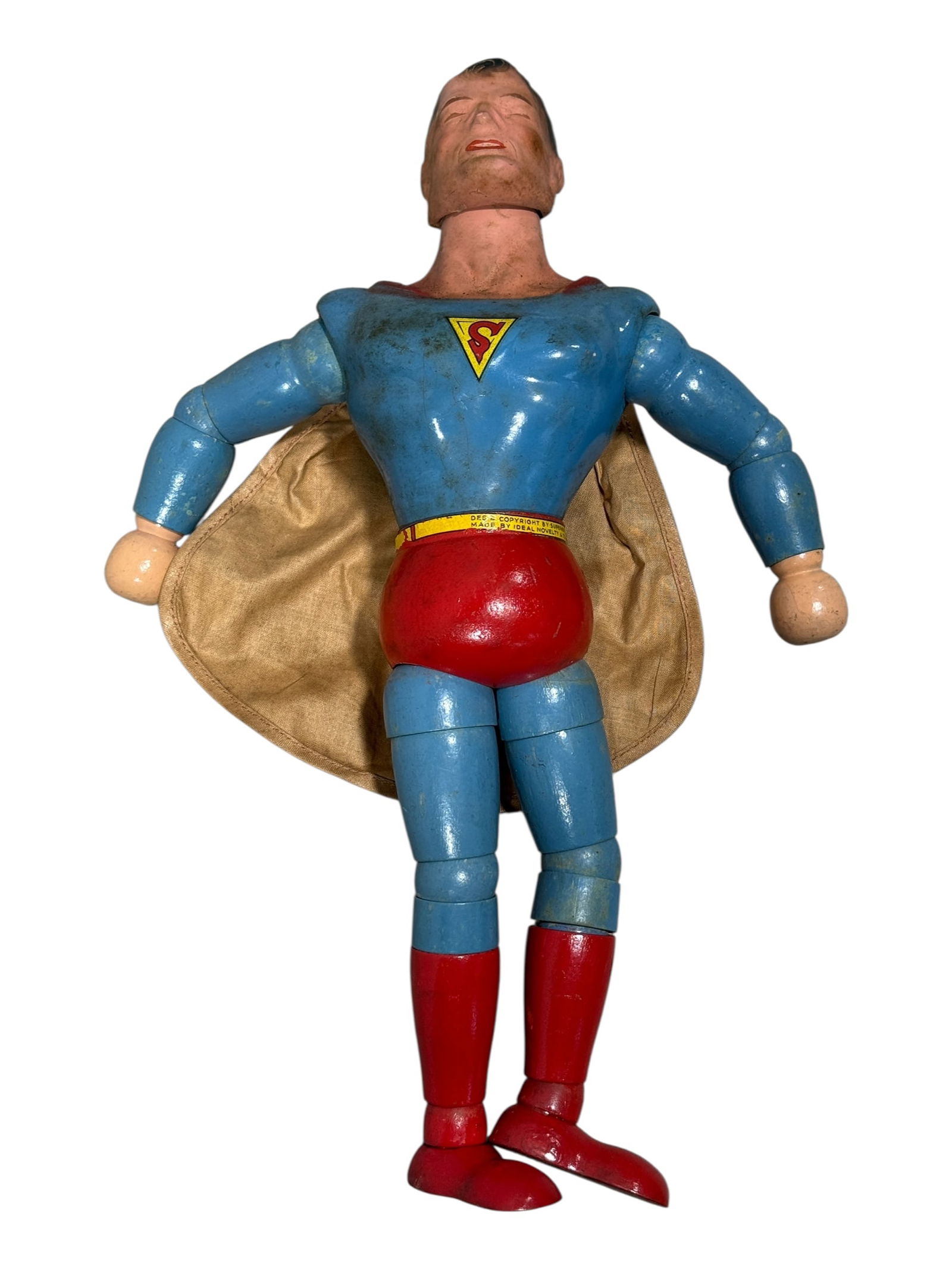 VERY RARE 1939 Ideal Novelty & Toy Co. Wood Jointed Superman (1 of 11)