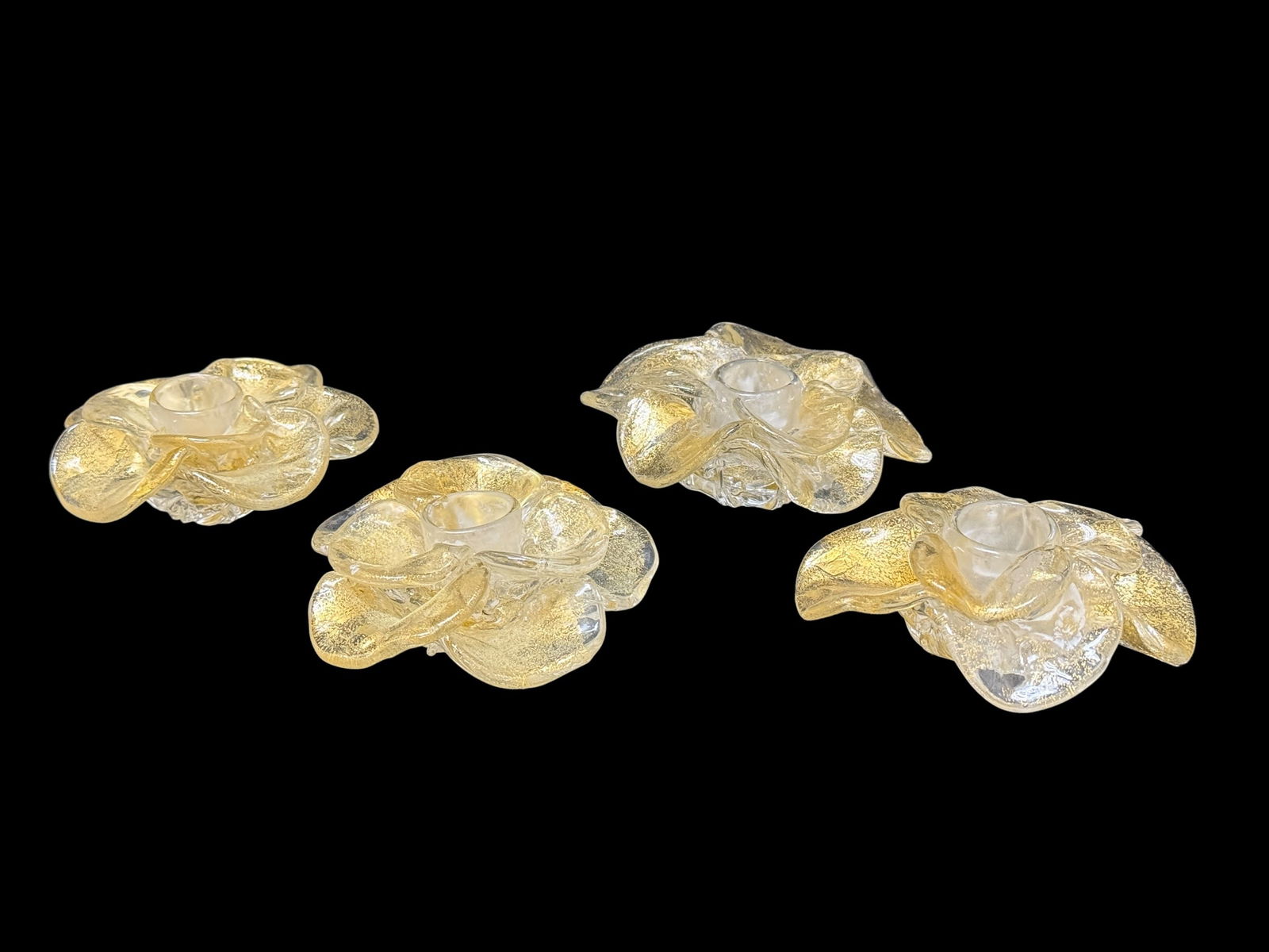 Set of 4 Signed Seguso Viro Murano Glass Candleholders (1 of 6)