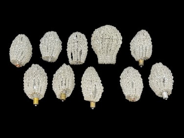 Group of 10 Beaded Art Deco Light Bulb Covers