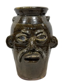 Signed Chester Hewell Pottery Face Crock