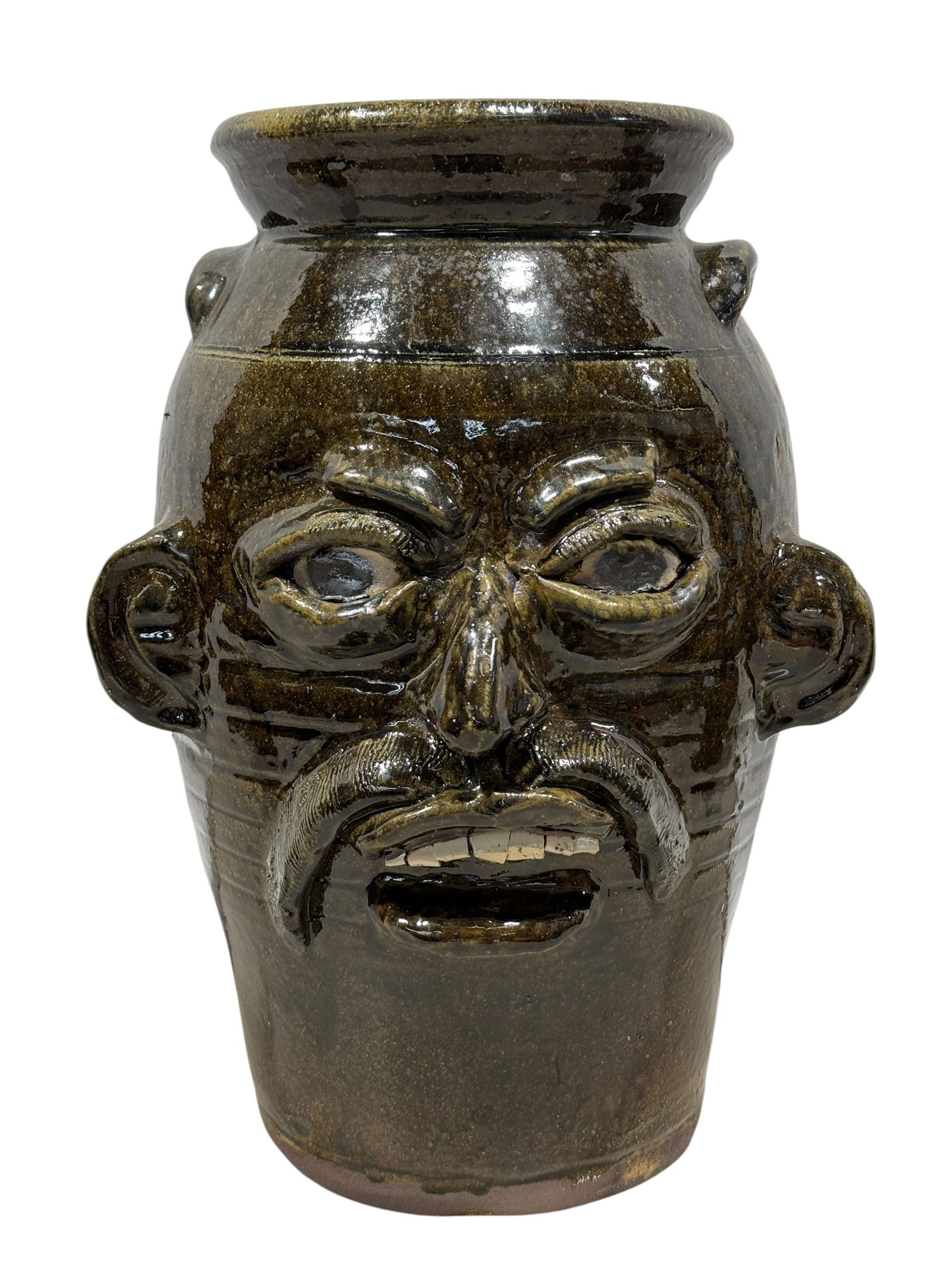 Signed Chester Hewell Pottery Face Crock (1 of 9)