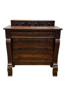 19th C. Flame Mahogany Empire Chest of Drawers