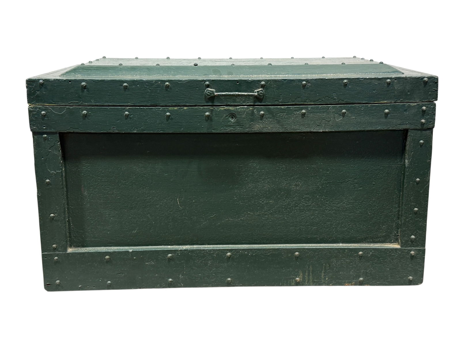 Vintage Green Painted Tool Chest: Vintage Green Painted Tool Chest. Measures 18" H x 30.75" W x 16.5" D. Has some scuffs to paint and chips.