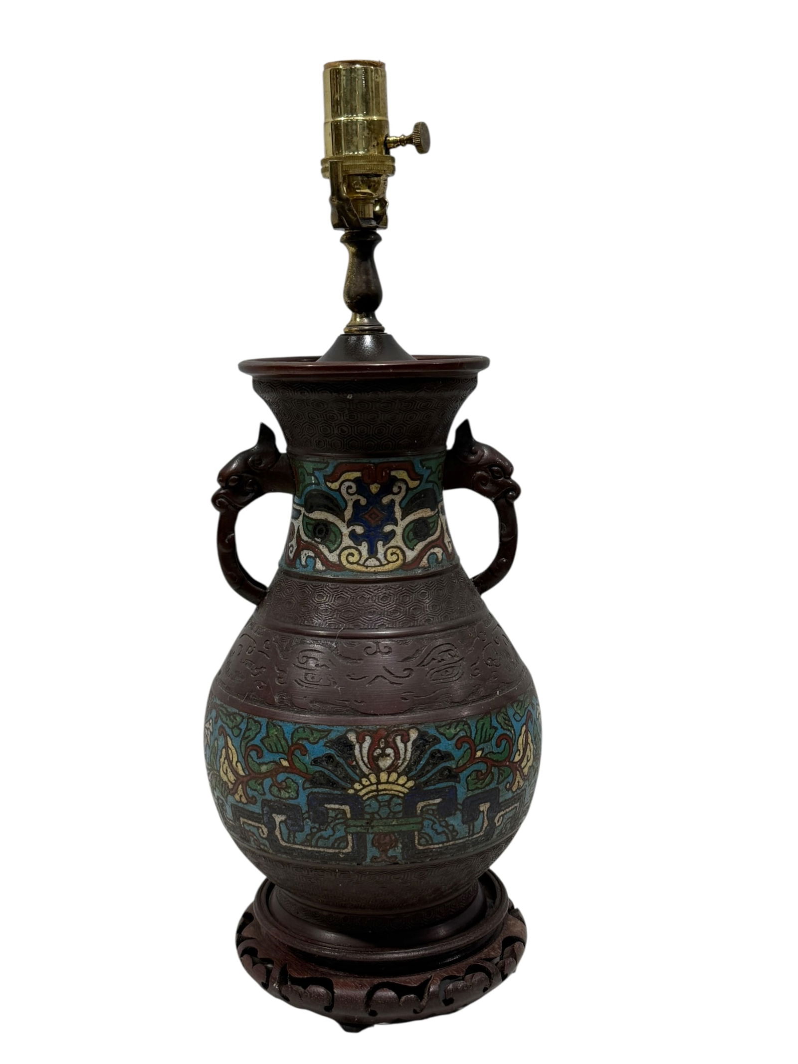 Antique Champleve Vase Table Lamp (1 of 6)