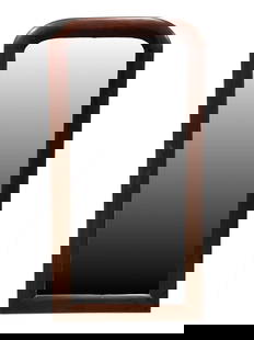 Vintage Mahogany Wall Hanging Mirror: Vintage Mahogany Wall Hanging Mirror. Measures 45" x 23". Has some scuffs and scratches on frame. Mirror is some patina.