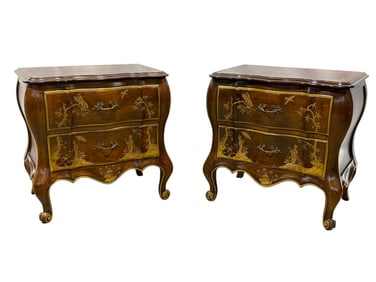 White Furniture Chinoiserie "Jim Wallace" French Provincial Style Nightstands