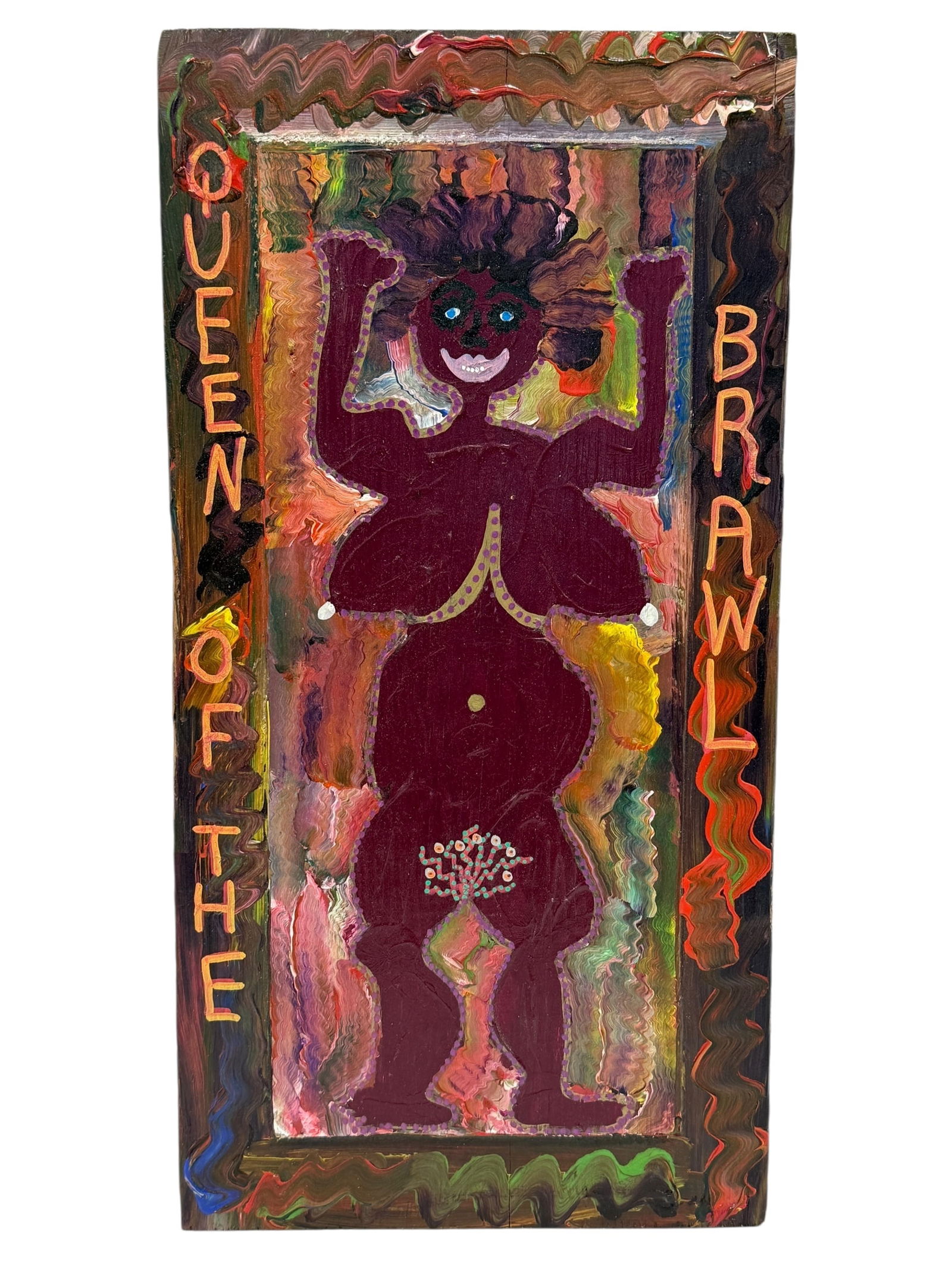 Signed Deb Garner "Mz. Thang" Folk Art Painting on Board (1 of 4)