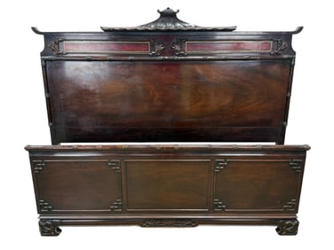 Faux Bamboo Pagoda Mahogany Full Sized Bed