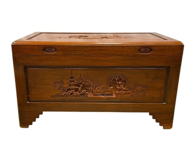 Chinese Camphor Wood Dowry Chest w/ Tray