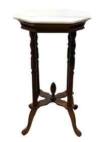 Marble Top Mahogany Plant Stand
