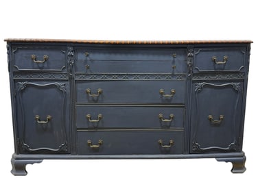 Vintage Painted Blue Mahogany Buffet