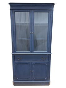 Vintage Mengel Painted Blue Mahogany Corner Cabinet