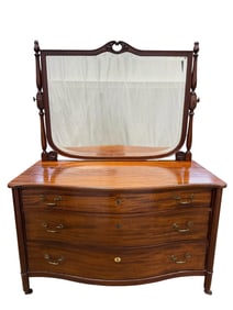 Antique Mahogany Serpentine Dresser w/ Mirror