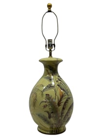 Coastal Banana Leaf Glazed Ceramic Table Lamp