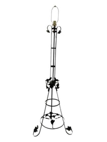 1960s Floral Wrought Iron Floor Lamp