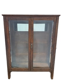 1900s American Mission Tiger Oak China Cabinet
