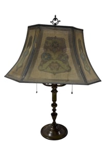 Cir 1910 Art Deco Bouillotte Metal Mesh Shade Lamp