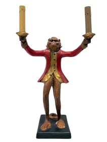 Signed Bill Huebbe Monkey Lamp