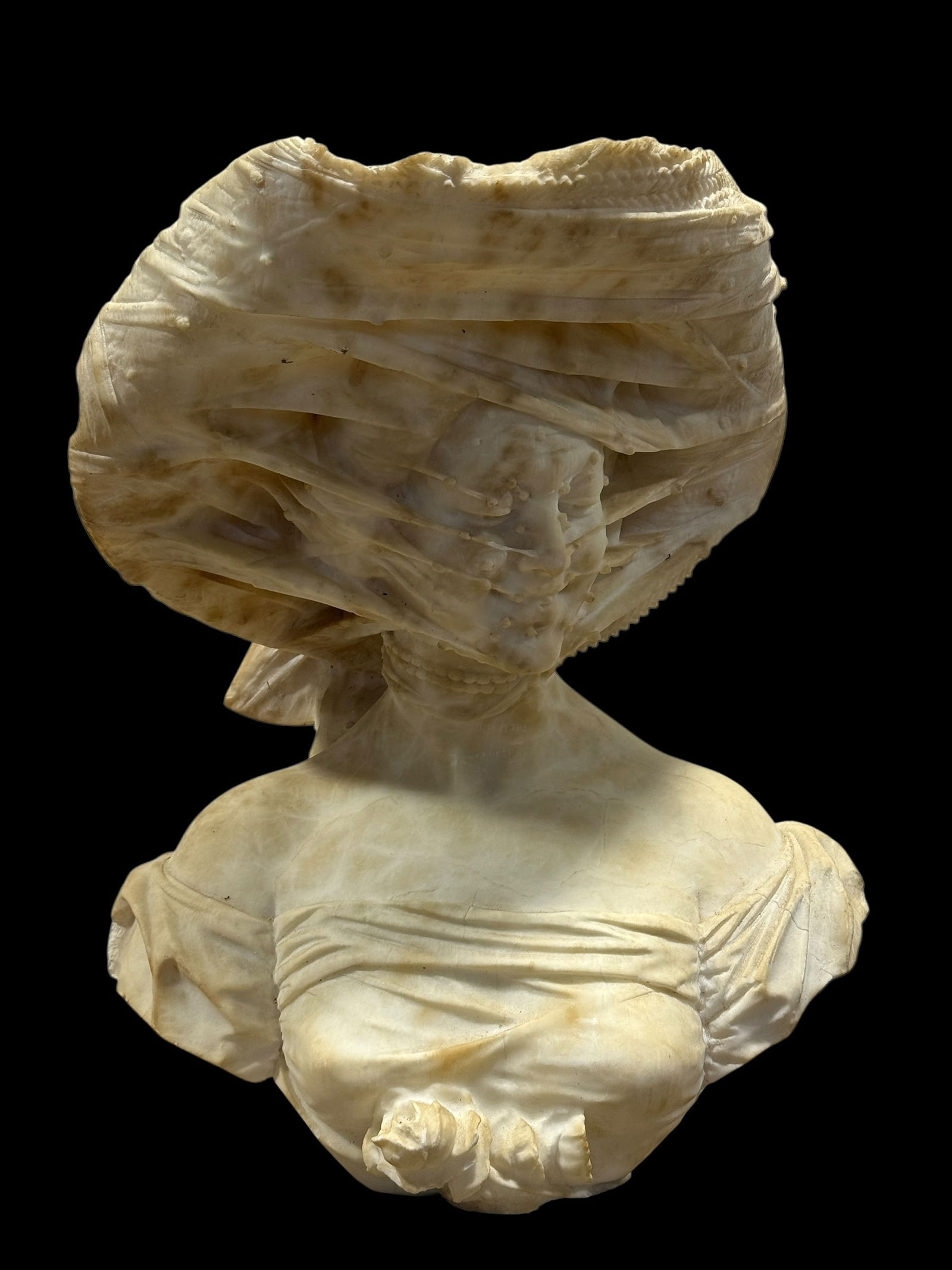 Signed Emilio Fiaschi Italian Marble Bust of Woman (1 of 15)