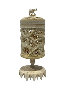 19th C. Chinese Carved Bone Qing Dynasty Cricket Cage