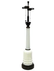 French White Opaline Glass Lamp Attr. To Warren Kessler N.Y.