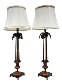 Pair of Maitland Smith Palm Tree Lamps