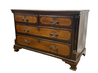 18th C. English Tiger Oak Bachelors Chest