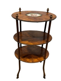 19th C. French Inlaid 3 Tier Side Table