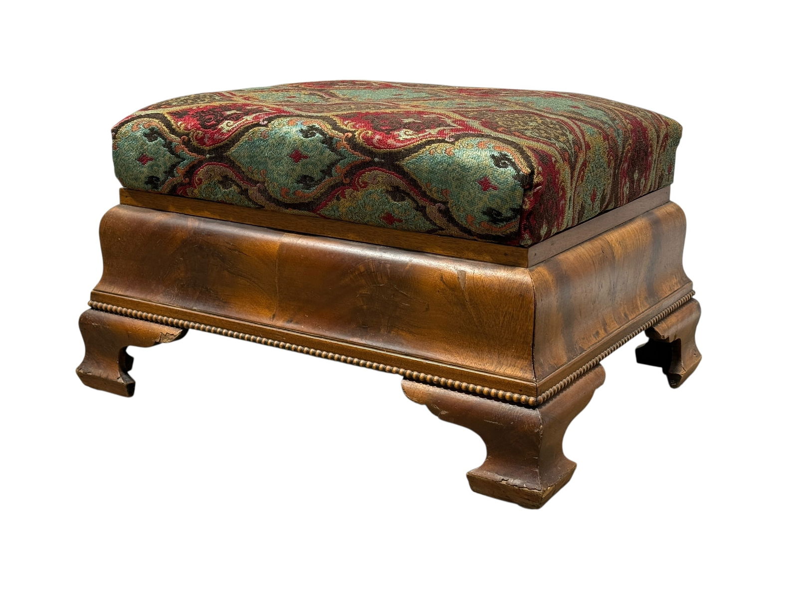 19th C. American Empire Flame Mahogany Foot Stool (1 of 8)
