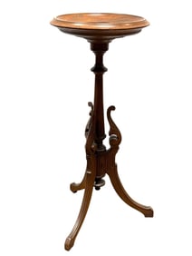 19th C. Victorian Walnut Pedestal w/ Bronze Plaque